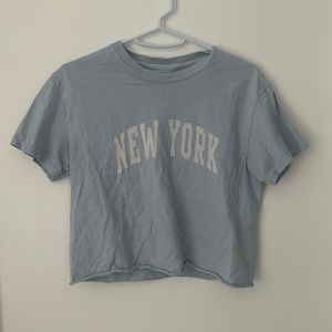 John Galt Light Blue Raw Hem New York T-Shirt
